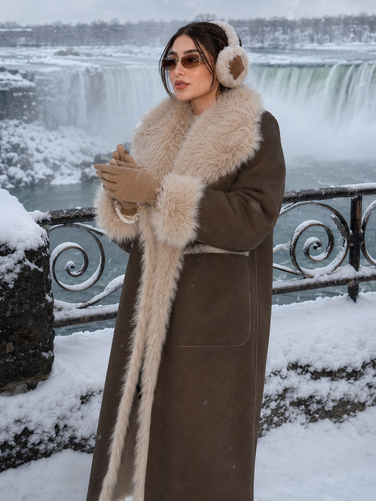 Women’s Reversible Faux Fur Long Winter Coat