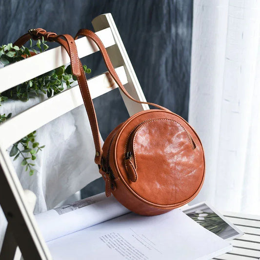 Women’s Round Leather Crossbody Bag 1