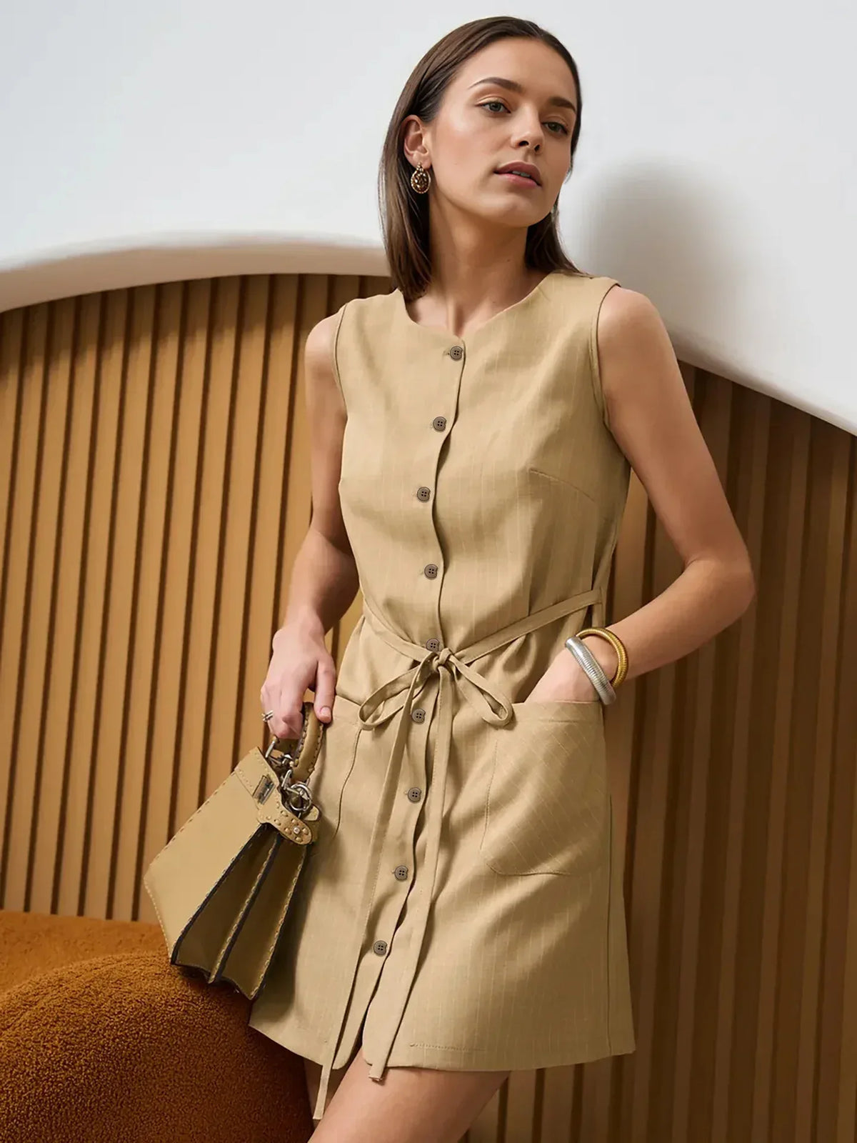 Women’s Sleeveless Button Front Romper