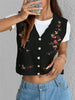 Women’s Floral Embroidered Button Front Sweater Vest