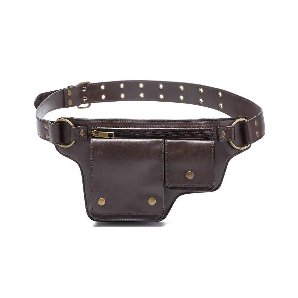 Women's PU Leather Waist Bag with Zip Pockets