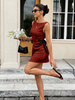 Women summer mini dress sleeveless striped bow tie
