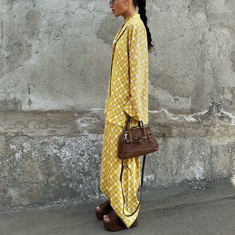 Yellow daisy print commuter co ord set