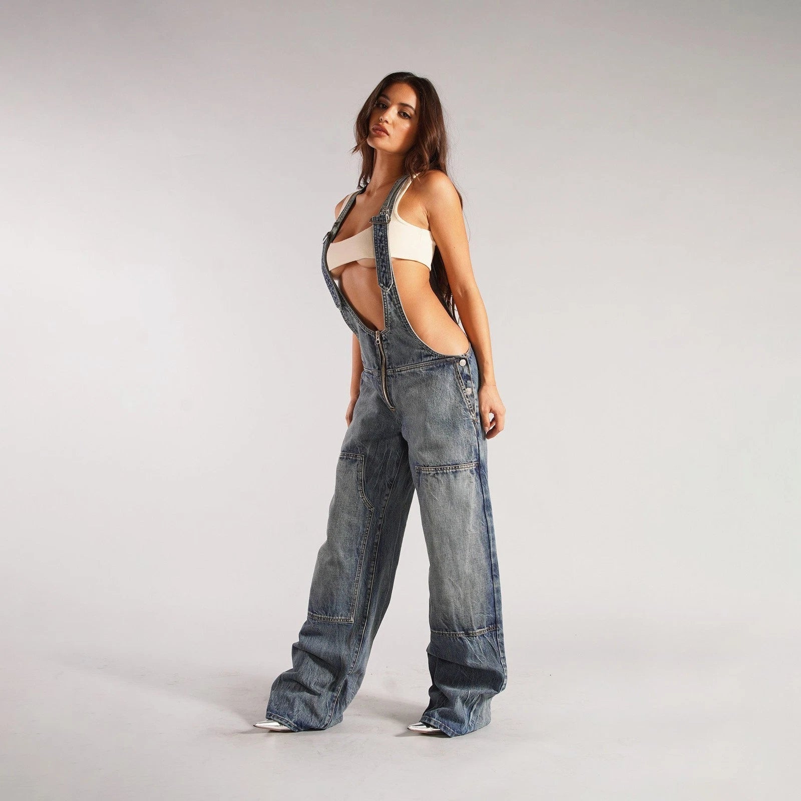 Baggy womens denim overalls for Y2K fashion 1 S