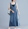 Baggy denim overall dress for women