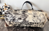Cowhide shoulder bag black white western purse