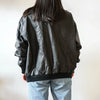 Oversized Leather Jacket Womens Black Bomber Retro Style