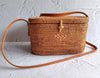 Bali Oval Rattan Crossbody Purse With Woven Lid Detail