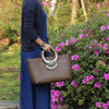 Rattan Beach Handbag with Silver Peacock Handle