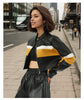 Cropped Faux Leather Biker Jacket in Yellow Black
