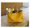 Large Leather Tote Bag for Women in Mustard Yellow with Pouch