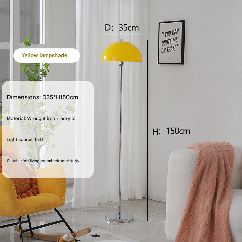 Nordic bauhaus acrylic dome standing floor lamp Yellow lampshade floor lamp DC Adapter + 3 Colors Changeable (Warm Neutral White)