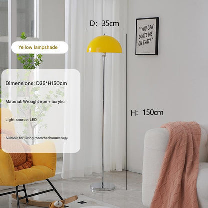 Nordic bauhaus acrylic dome standing floor lamp Yellow lampshade floor lamp DC Adapter + 3 Colors Changeable (Warm Neutral White)