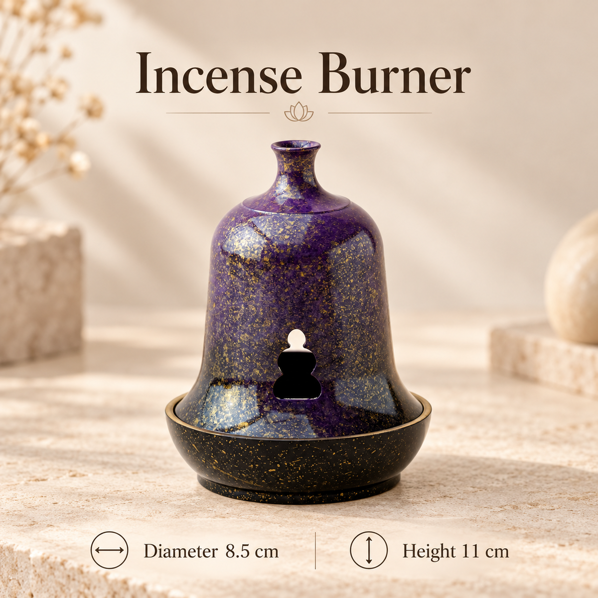 Coil Incense Burner with Removable Cover and Internal Mesh Tray 2