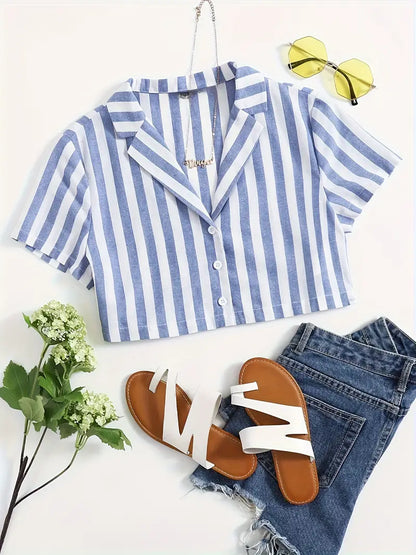 Women Front Pocket Crop Shirts