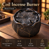 Coil Incense Burner with Brass Body and Removable Floral Lid