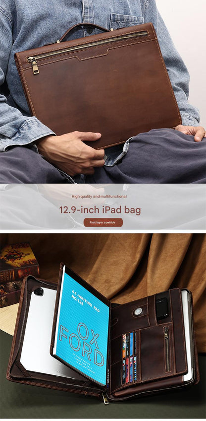 Crazy Horse Leather Laptop Sleeve Portfolio Organizer