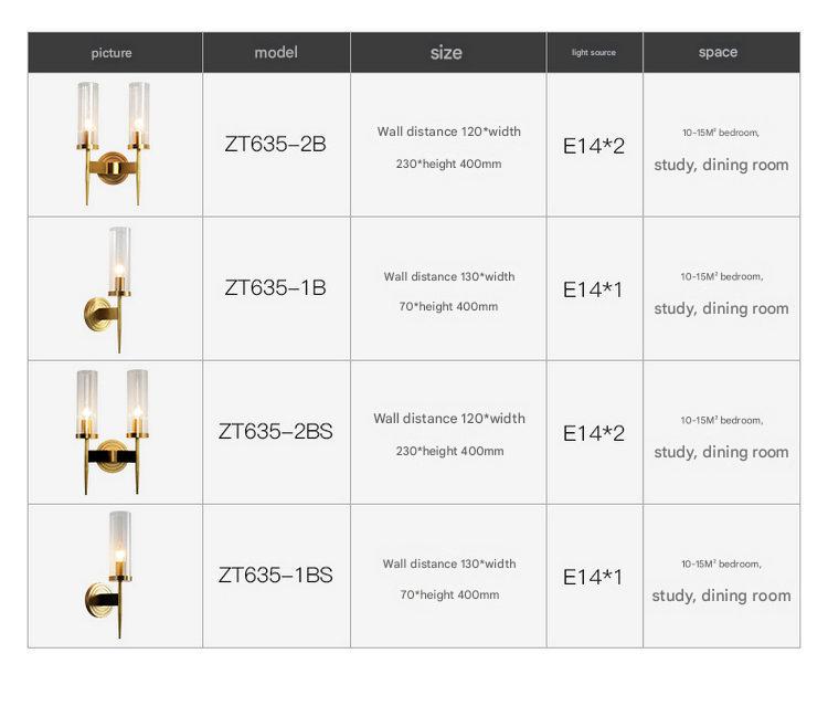 Modern Glass Shade Copper Wall Light Wall-Mounted Sconce