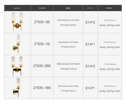 Modern Glass Shade Copper Wall Light Wall-Mounted Sconce