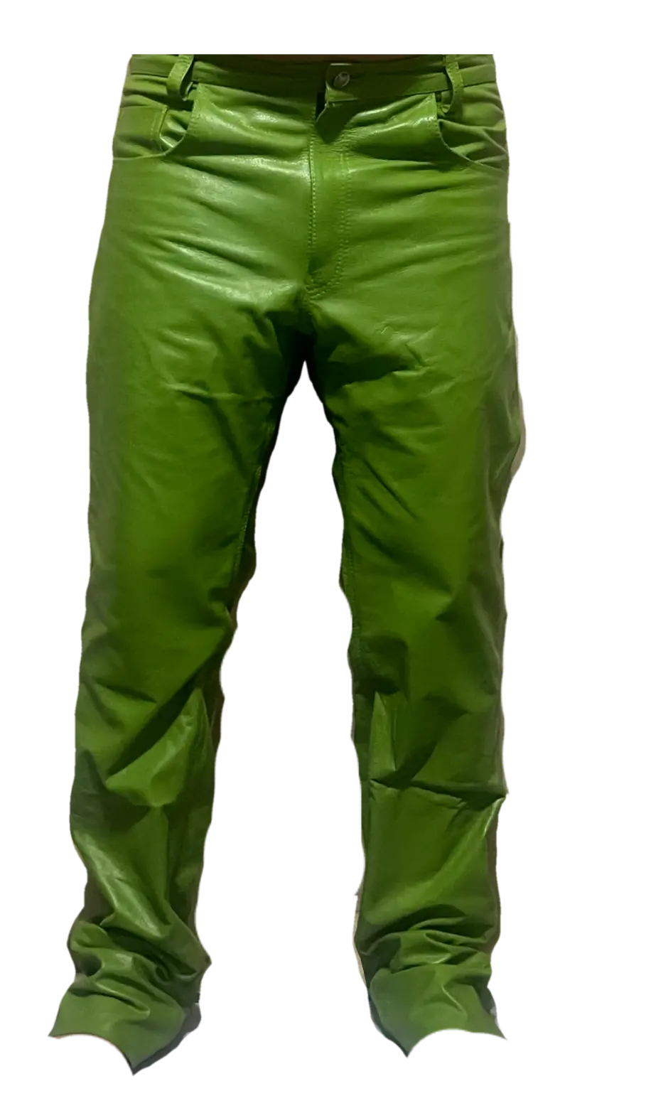 Men's Real Leather Green Pants