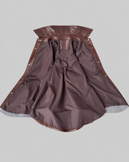 Women’s Brown Leather Jacket Waxed Sheepskin Mid Length Style
