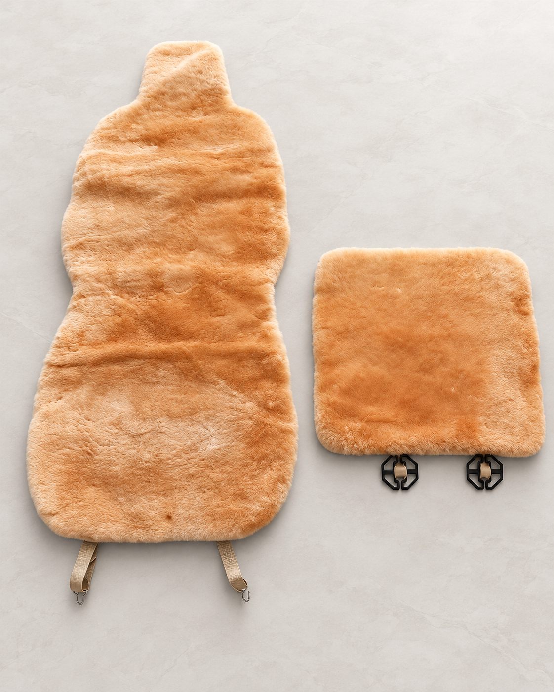 Genuine Sheepskin Car Seat Cover with Soft Tan Wool