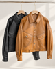 Women's Cropped Leather Jacket in Lambskin with Relaxed Moto Style