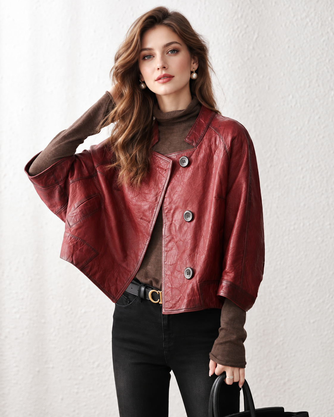 Women's Distressed Leather Jacket in Genuine Sheepskin