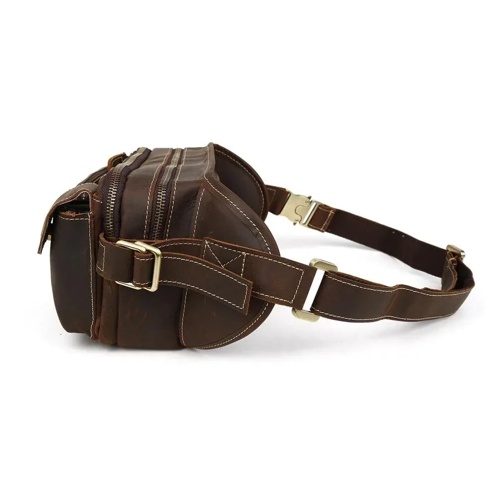 Leather Waist Bag for Men Full Grain Genuine Leather Belt Bag
