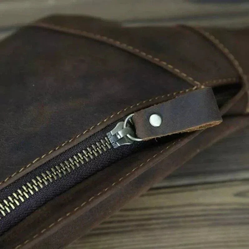 Leather Bum Bag Men Genuine Leather Waist Chest Crossbody Bag
