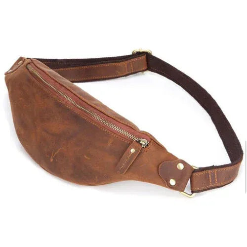 Genuine Leather Waist Bag Cowhide Leather Belt Bag for Men Number 2