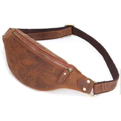 Genuine Leather Waist Bag Cowhide Leather Belt Bag for Men Number 2