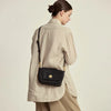 Small Genuine Leather Shoulder Bag with Flap Closure
