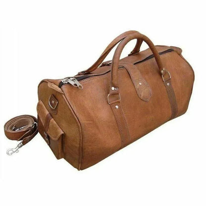 Vintage Leather Travel Bag 24 Inch Duffle Carry On