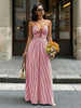 Women Long Summer Dress Striped Halter Backless Maxi