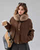 Women’s Brown Leather Jacket With Fur Collar for Winter