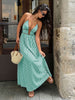 Women Long Summer Dress Striped Halter Backless Maxi