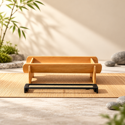 Bamboo Incense Stick Holder with Removable Metal Mesh Ash Tray