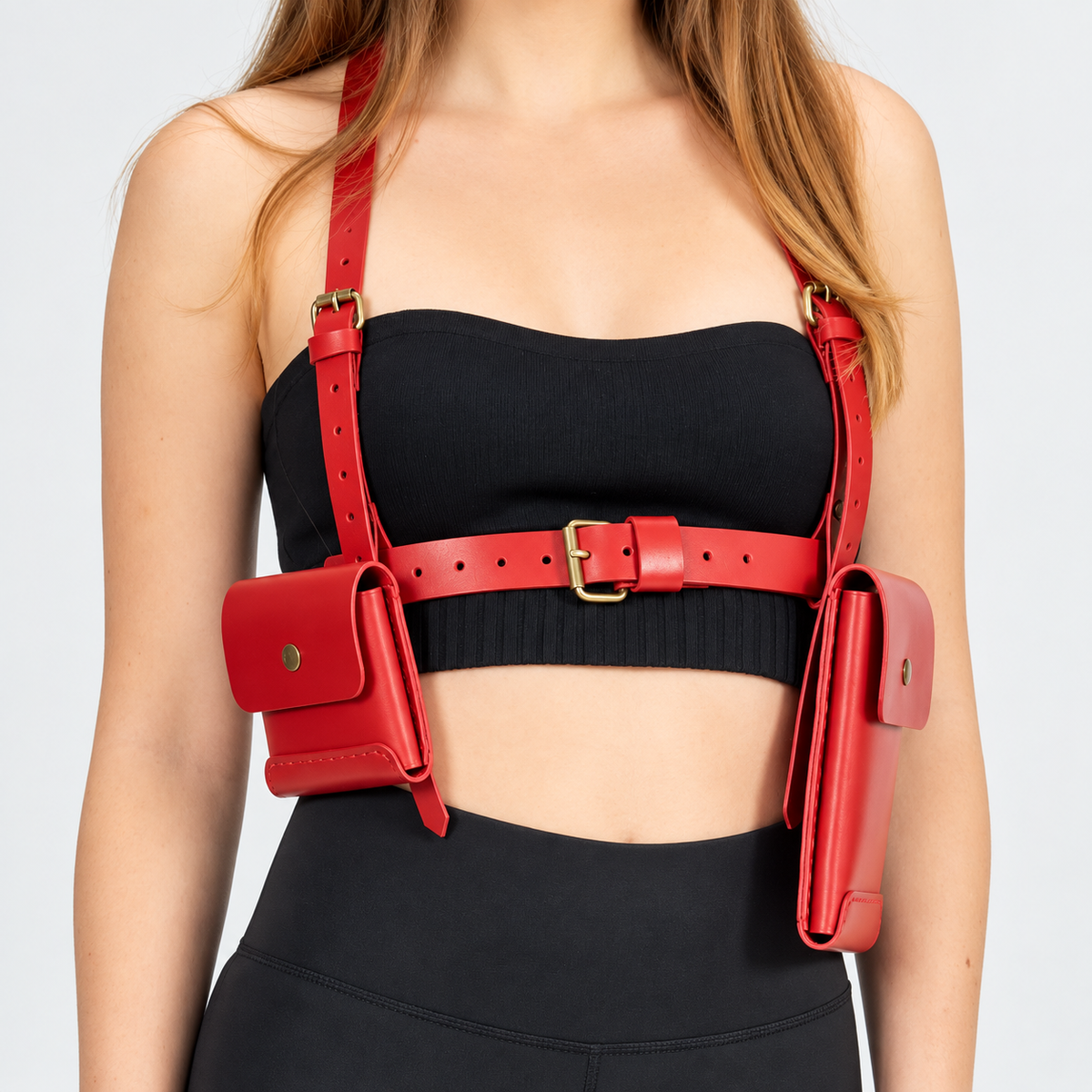 Shoulder Holster Bag with Dual Pouches and Adjustable Harness