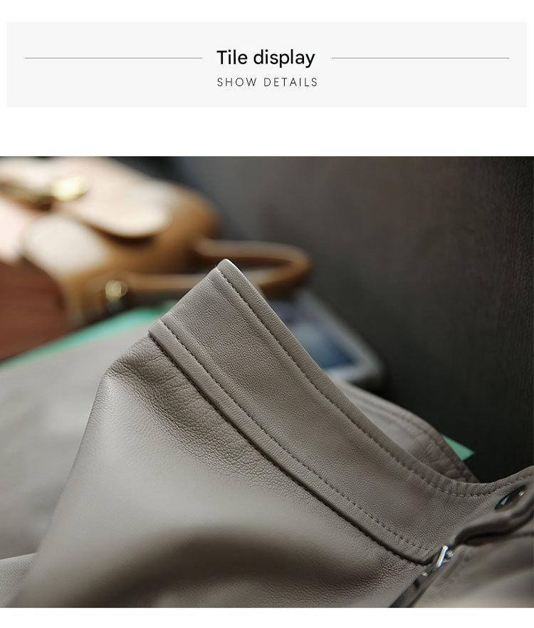 Elephant grey sheepskin midi leather skirt