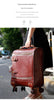 Leather Trolley Suitcase Large Capacity 20 Inch Rolling Luggage