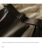 Olive Green Sheepskin Mid Length Leather Skirt with Belt and Slit