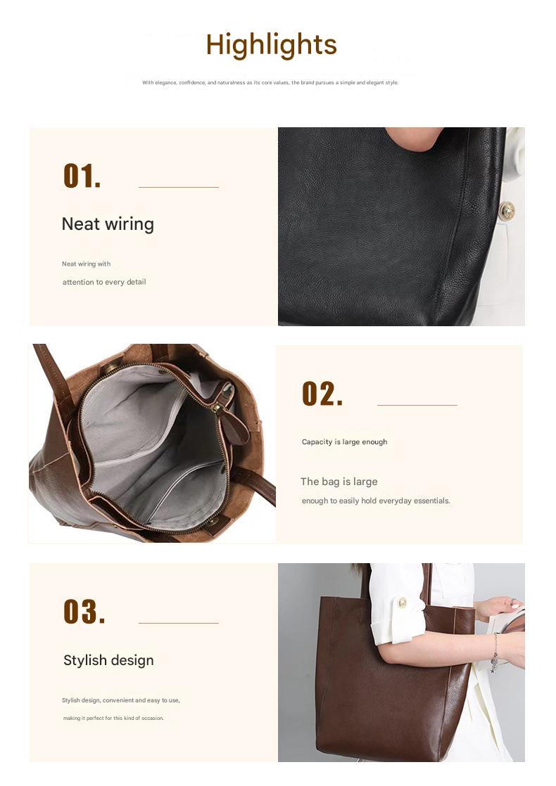 Genuine Leather Shopper Tote Bag for Women