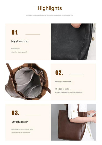 Genuine Leather Shopper Tote Bag for Women