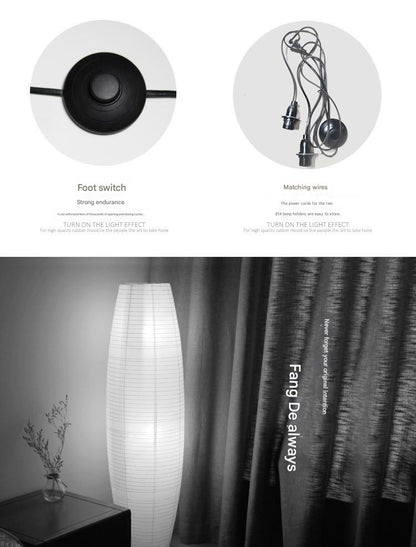 Nordic rice paper column floor lamp 2 light