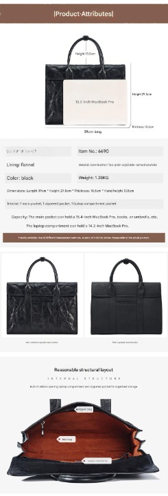 Leather Business Briefcase for Men with Trolley Sleeve