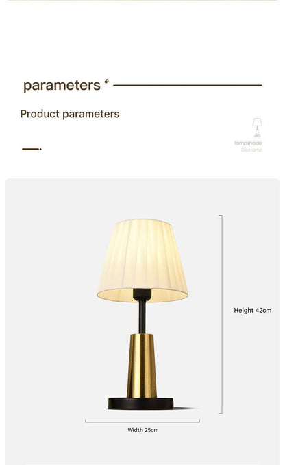 Nordic pleated fabric bedside table lamp