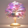 Feather Table Lamp for Bedroom with Wooden Base