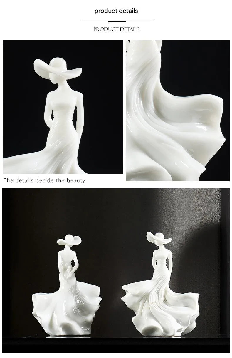 Natural Marble Woman Figurine Light Luxury Sculpture