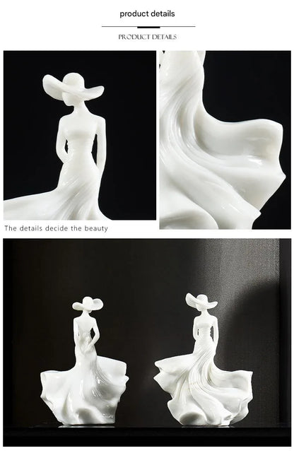 Natural Marble Woman Figurine Light Luxury Sculpture